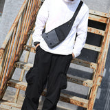 Chest Sling Bag Unisex Large Capacity Crossbody Shoulder Bag Gray