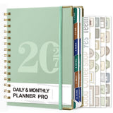 2027 A5 Weekly Planner Notebook Hardcover Calendar January to December Green