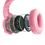 Wired Over-Ear Gaming Headset with RGB LED Lights and Noise-Canceling Mic Pink