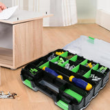 34 Compartment Double Sided Storage Box for Screws Nuts Parts Green