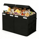 Foldable Toy Storage Organizer Box with Lid & Dividers Black Small