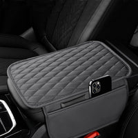 PU Leather Car Center Console Cover with 2 Storage Pocket Car Arm Rest Cover Car Interior Accessories Grey