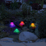 Solar Powered Floating Pool Lights RGB Color Changing Water Resistant LED Floating Pond Light Decoration Lotus Style