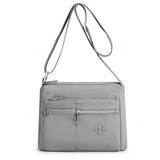Multi-Pocket Crossbody Bag for Women Water Resisant Shoulder Bag Messenger Bag Casual Nylon Purse Handbag Gray