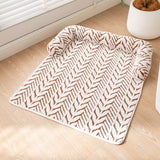 Thick Plush Dog Bed Mats with Neck Head Support for Small and Medium Dogs Cats Brown