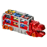Foldable Dino Carrier Truck Dual Tracks with 6 Mini Cars for Home Outdoors Red