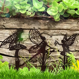 3Pcs Set Garden Fairy Silhouette Stakes Metal Fairy Garden Decor Lawn Ornament