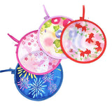 4Pcs Set Foldable Cute Fans Portable Small Round Handheld Polyester Fans