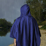 3-in-1 Hooded Rain Poncho for Adult with Pocket, Waterproof Lightweight Blue