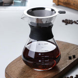 600ml Pour Over Coffee Maker High-Heat Borosilicate Glass with Reusable Stainless Steel Filte