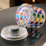 270ml Spinning Whiskey Tumbler Hand Painted Glass for Home Bar Style 2