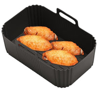 Reusable Silicone Air Fryer Liner – Non-Stick Dual Basket & Easy Clean Black