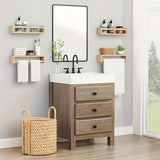 3 PCS Engineered Wood Floating Wall Mounted Book Display Shelves Beige