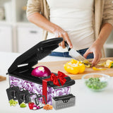 Vegetable Chopper with Container for Salad Prep Black