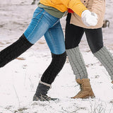 Women Knit Leg Warmers Winter Warm Long Boot Socks Light Grey