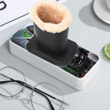 Soft Plush Lined PU Leather Eyeglasses Desk Holder Stand with Base Black