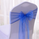 10 Pcs Organza Wedding Chair Sashes Bow Back for Party Decor Blue