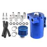 Oil Catch Breather Can Kit Universal Petrol Filter with Air Filter and Cleaning Balls Blue