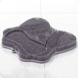 Non Slip Shower Mat 30x28cm Suction Back and Foot Cleaning Grey