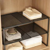 Expandable Closet Storage Rack Carbon Steel Adjustable Shelf Black