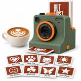 Camera Shaped Latte Art Stencil Retro Coffee Tool for Cafe Barista Green