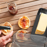 Plastic Butter Dish with Lid and Scale Line Butter Container with 180 Degrees Rotating Sealing Flip-Top for Countertop Fridge Black