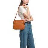 Women PU Leather Crossbody Bag Multifunctional Three Layer Purse Shoulder Bag Tote Brown