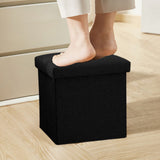Foldable Shoe Bench Storage Ottoman with Thick Foam Seat Lid Black