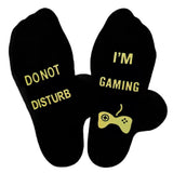 Funny Men Socks with Do Not Disturb I Am Gaming Text Yellow
