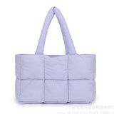 Puffer Tote Bag Large Quilted Puffy Handbag Lightweight Satchel Purse Purple