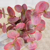 Artificial Eucalyptus Stems in Glass Vase with Faux Water for Home Decor Coffee Table Centerpieces Decorations Red