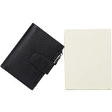 Genuine Leather Women's Wallet Short RFID Blocking Purse with Zipper Black