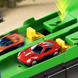 Dinosaur Truck Toy with 12 Alloy Cars Transforming Car Carrier Dinosaur with 145cm Dual Race Track Car Swallowing Transport Truck Toy Set Green