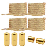 4Pcs No Tie Elastic Shoelaces with Metal Lock Quick Slip-On 100cm Flat Stretch Shoelaces Replacement for Running Travel Sports Sneakers Gold