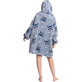 Adult Extra Long Oversized Hoodie Wearable Blanket Plush Sweatshirt Soft Fleece Gray Raccoon