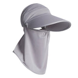2PCS 3 in 1 Ponytail Sun Hat with Detachable Face Cover and Chin Strap Black And Light Gray