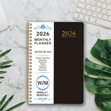 2026 Weekly and Monthly Planner Calendar Notebook with Stickers Black
