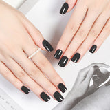 Set of 24Pcs Press On Nails Solid Color Self-Adhesive Fake Nails Black