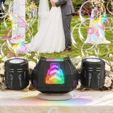 RGB LED Bubble Machine Rechargeable for Party Wedding Event Use Black