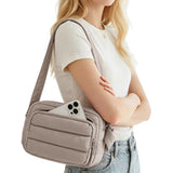 Large Capacity Lightweight Down-Feel Crossbody Bag for Commute Travel Sports Camel