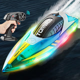 Remote Control Boat Rechargeable with LED Lights for Pool and Lake Blue