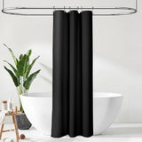 Water Resistant Waffle Shower Curtain with 12 Rustproof Metal Rings Black