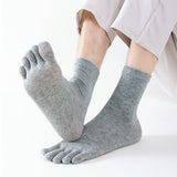 5 Pairs of Mens Breathable Five Toe Socks Light Gray