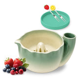 Self-Spinning Berry Washing Bowl Set with Drain Holes and 2 Fruit Forks Gradient Cyan
