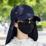 Extended Visor Sun Hat Baseball Cap for Summer with Wide Brim Blue