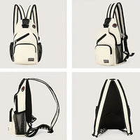 Water-resistant Travel Chest Pack Outdoor Shoulder Sling Bag Crossbody Bag with Earphone Hole White