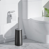 2 PCS Toilet Brush Set with 304 Stainless Steel Handle and Holder Black