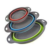 3Pcs Set Foldable Colanders for Vegetables Fruit Draining Baskets with Base Multicolor