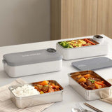 900ml Electric Heated Lunch Box Stainless Steel for Work School Grey
