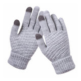 Pair of Winter Thermal Warm Gloves Touchscreen Sports Knit Gloves Grey